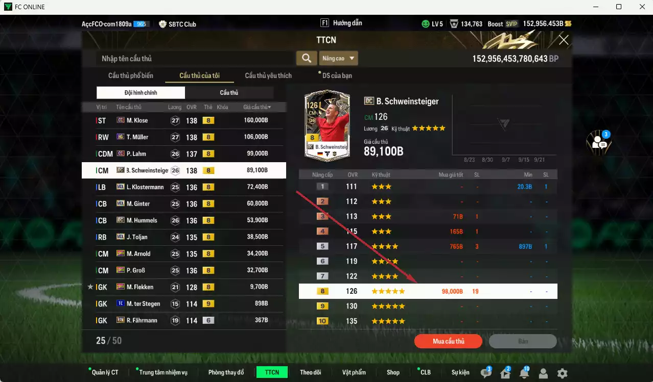 Ảnh [Dư nhiều BP, ACC Rẻ🔥] Đức 758.010b dư 152.000b có Klose CC, Muller HG, Lahm CC, Schweinsteiger DC, Klostermann MDL, Ginter MDL, Hummels DC, Toljan MDL, Arnold 23HW, GroB 23HW... Đã full nữa bảng đào tạo chiến thuật, HLV Xịn