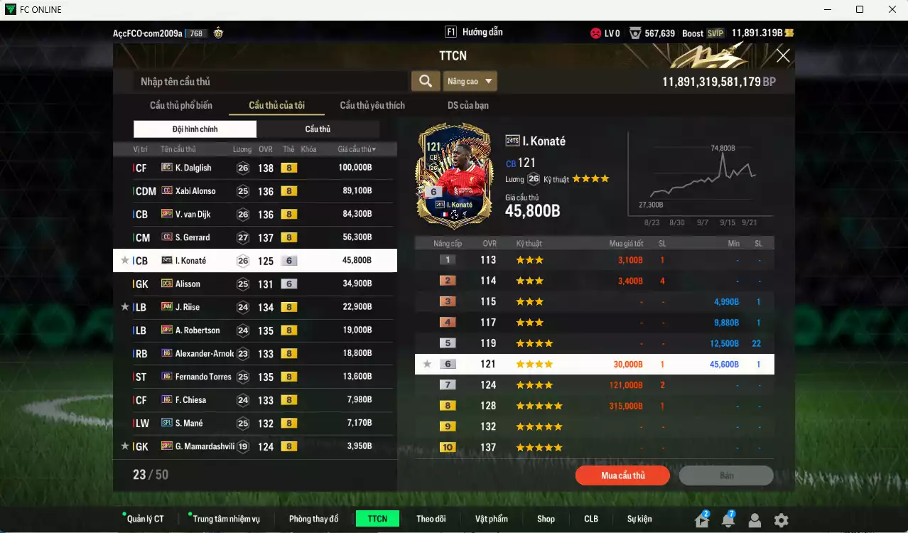 Ảnh Liverpool 500.530b dư 11.000b có Dalglish DC, Alonso CC, Van Dijk 23HW, Gerrard CC, Konaté 24TS+6, Alisson DCB+6, Riise JNM, Robertson 23HW, Arnold HG, Torres HG... Dư 57.000 TC, HLV Xịn