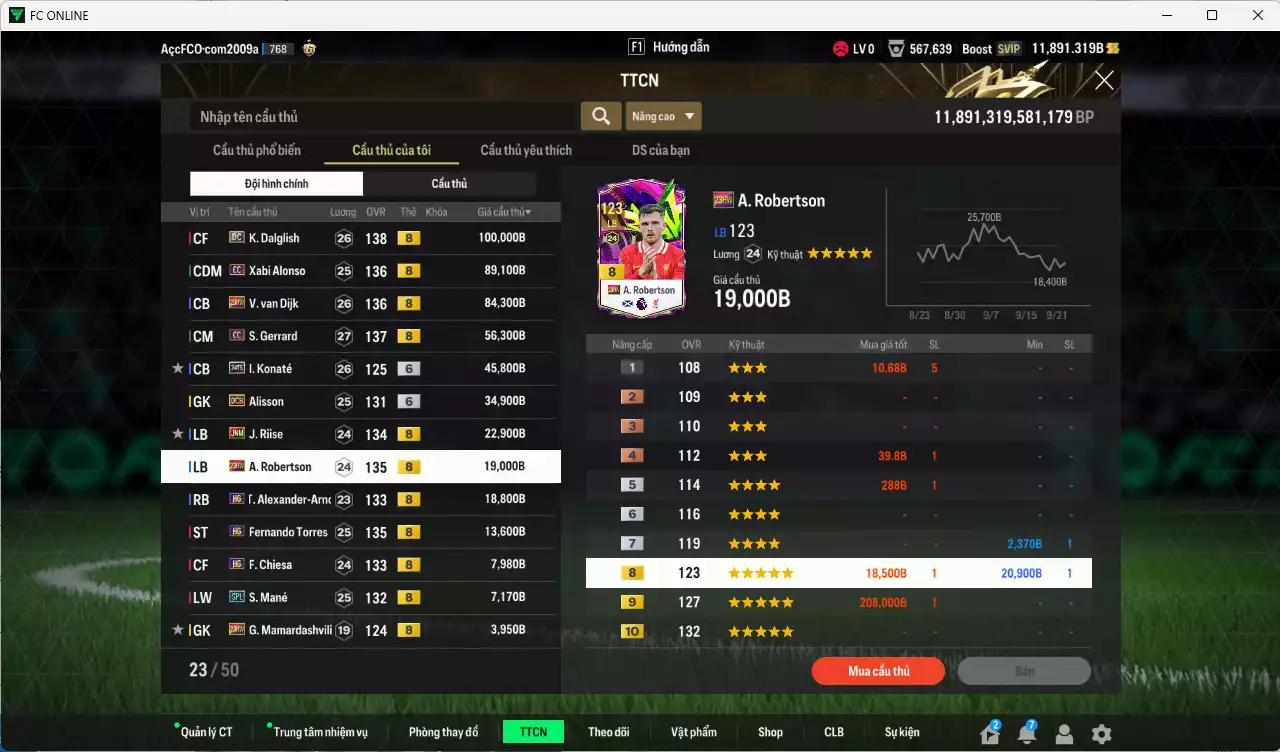Ảnh Liverpool 500.530b dư 11.000b có Dalglish DC, Alonso CC, Van Dijk 23HW, Gerrard CC, Konaté 24TS+6, Alisson DCB+6, Riise JNM, Robertson 23HW, Arnold HG, Torres HG... Dư 57.000 TC, HLV Xịn