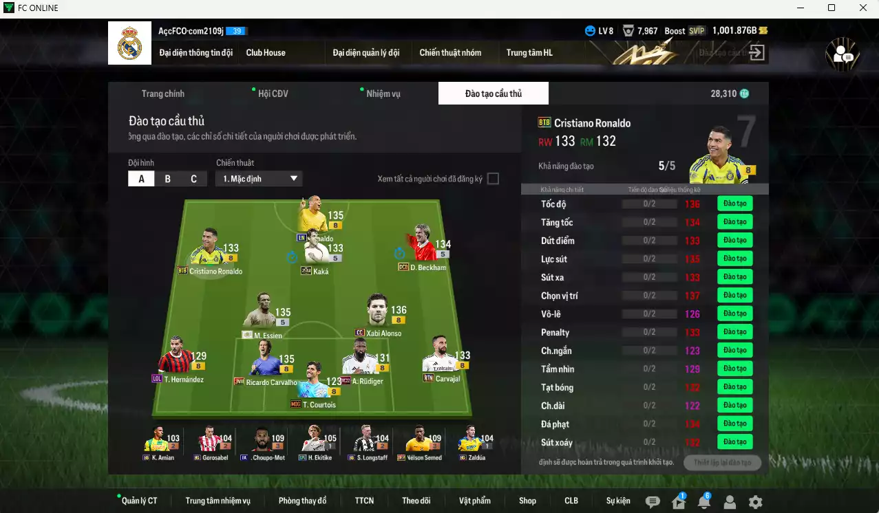 Ảnh [ACC Rẻ🔥] Real Madrid 911.700b có Ronaldo LN, Essien ITM+5, Alonso CC, Rudiger WC22, CR7 BTB, Carvalho JNM, Theo LOL, Carvajal BTB. Dư 28.000 TC