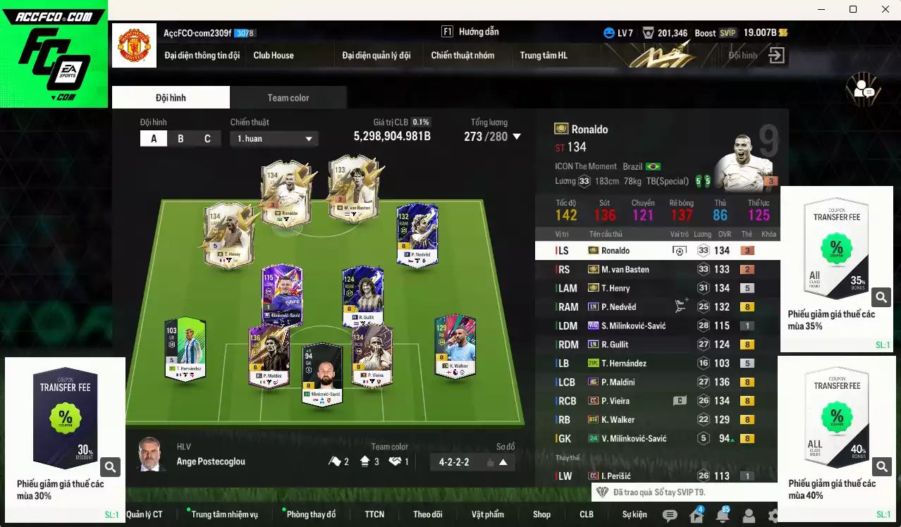 [ACC Bổ, ACC Rẻ🔥] AC Milan 5.298.900b có Ronaldo ITM+3, Henry ITM+5, Van Basten ITM+2, Maldini HG, Nedved LN, Vieira CC, Gullit LN, Walker BTB... Đã đào tạo full chỉ số nhiều cầu thủ, HLV Xịn