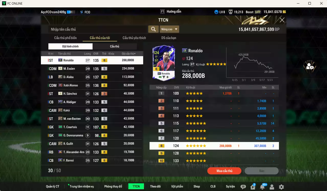 Ảnh [ACC Rẻ🔥] Real Madrid mix AC Milan 1.136.980b có Ronaldo LN, Essien ITM+5, Alaba DC, Alonso CC, Rudiger 25TY, Kaká BDO+6, Basten BDO, Gullit BDO...