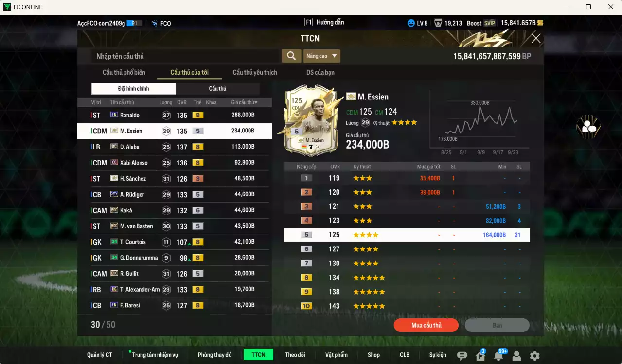 Ảnh [ACC Rẻ🔥] Real Madrid mix AC Milan 1.136.980b có Ronaldo LN, Essien ITM+5, Alaba DC, Alonso CC, Rudiger 25TY, Kaká BDO+6, Basten BDO, Gullit BDO...