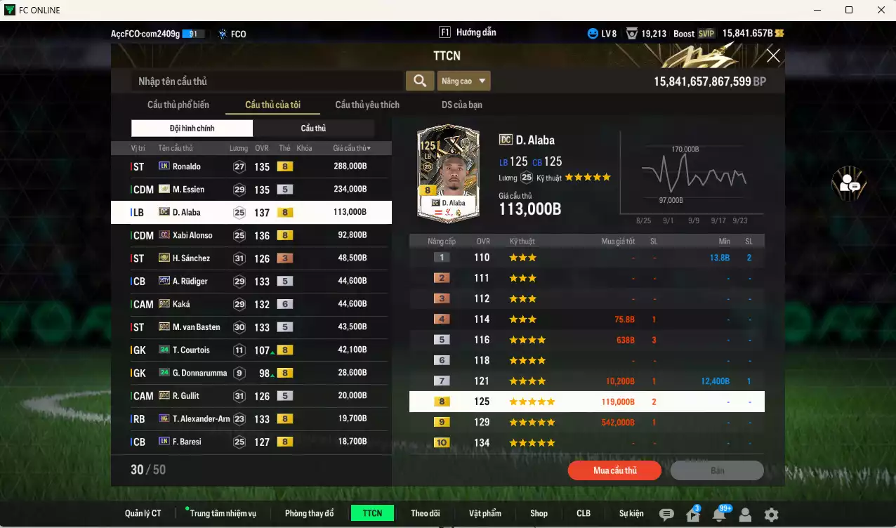 Ảnh [ACC Rẻ🔥] Real Madrid mix AC Milan 1.136.980b có Ronaldo LN, Essien ITM+5, Alaba DC, Alonso CC, Rudiger 25TY, Kaká BDO+6, Basten BDO, Gullit BDO...