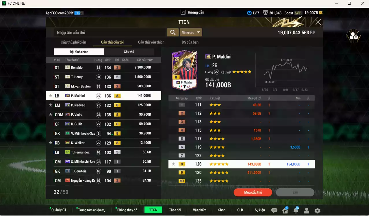 Ảnh [ACC Bổ, ACC Rẻ🔥] AC Milan 5.298.900b có Ronaldo ITM+3, Henry ITM+5, Van Basten ITM+2, Maldini HG, Nedved LN, Vieira CC, Gullit LN, Walker BTB... Đã đào tạo full chỉ số nhiều cầu thủ, HLV Xịn