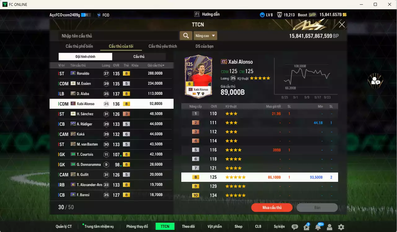Ảnh [ACC Rẻ🔥] Real Madrid mix AC Milan 1.136.980b có Ronaldo LN, Essien ITM+5, Alaba DC, Alonso CC, Rudiger 25TY, Kaká BDO+6, Basten BDO, Gullit BDO...