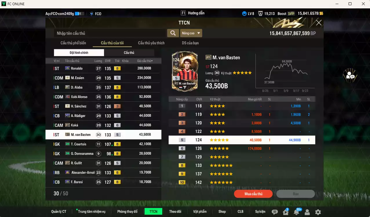Ảnh [ACC Rẻ🔥] Real Madrid mix AC Milan 1.136.980b có Ronaldo LN, Essien ITM+5, Alaba DC, Alonso CC, Rudiger 25TY, Kaká BDO+6, Basten BDO, Gullit BDO...