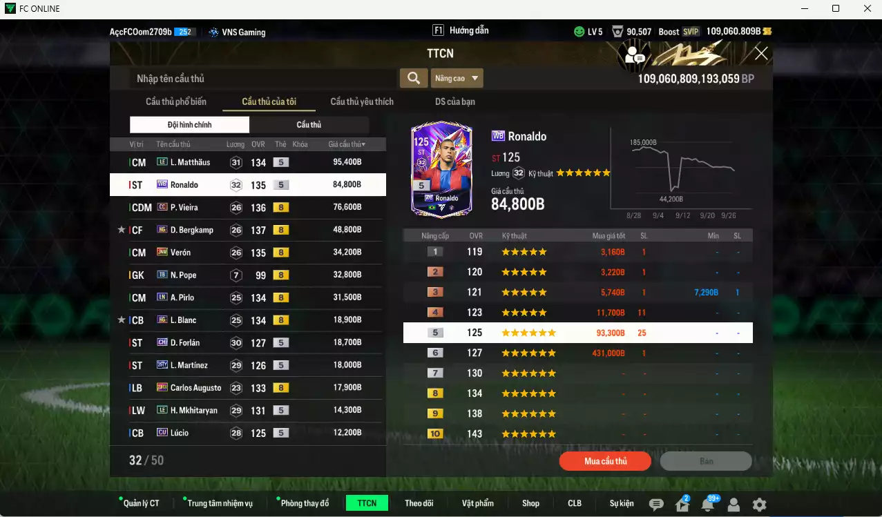 Ảnh [Dư nhiều BP, ACC Rẻ🔥] Inter Milan 531.720b dư 109.000b có Matthaus LE, Ronaldo WB, Vieira CC, Bergkamp HG, Verón JNM, Pirlo LN, Blanc HG, Forlán CH, L. Martínez 25TY, Augusto 23HW, Mkhitaryan LE... Còn rất nhiều CP GIẢM THUẾ, dư 57.000 TC, HLV Xịn