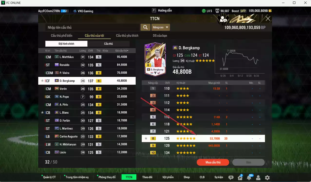 Ảnh [Dư nhiều BP, ACC Rẻ🔥] Inter Milan 531.720b dư 109.000b có Matthaus LE, Ronaldo WB, Vieira CC, Bergkamp HG, Verón JNM, Pirlo LN, Blanc HG, Forlán CH, L. Martínez 25TY, Augusto 23HW, Mkhitaryan LE... Còn rất nhiều CP GIẢM THUẾ, dư 57.000 TC, HLV Xịn