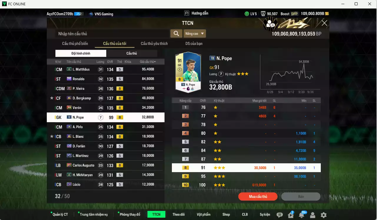 Ảnh [Dư nhiều BP, ACC Rẻ🔥] Inter Milan 531.720b dư 109.000b có Matthaus LE, Ronaldo WB, Vieira CC, Bergkamp HG, Verón JNM, Pirlo LN, Blanc HG, Forlán CH, L. Martínez 25TY, Augusto 23HW, Mkhitaryan LE... Còn rất nhiều CP GIẢM THUẾ, dư 57.000 TC, HLV Xịn