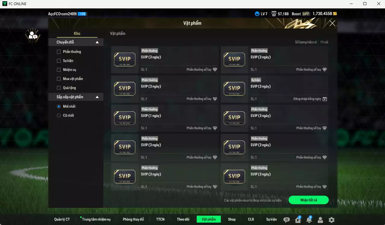 Ảnh Juventus 420.210b có CR7 No.7, Lúcio 23HR, Del Piero LN, Henry 25IM, Zidane BDO, Thuram LE, Locatelli 23HW... Dư 34.000 TC, HLV Xịn