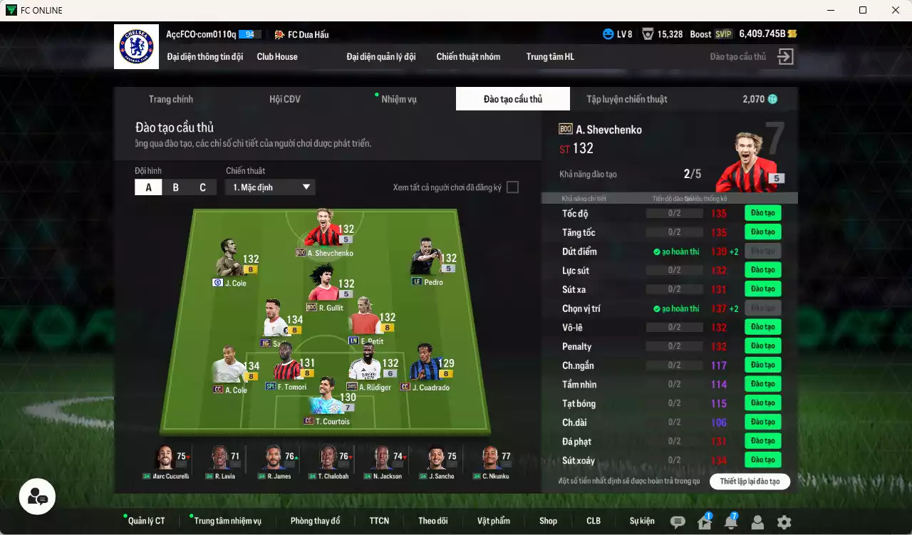 Ảnh [ACC Rẻ🔥] Chelsea 143.150b có Rudiger 24TS+6, Gullit BDO, Pedro LE, Sheva BDO, J. Cole CFA, A. Cole CC, Saúl HG, Petit LN... Đào tạo full chỉ số nhiều CT, HLV Xịn