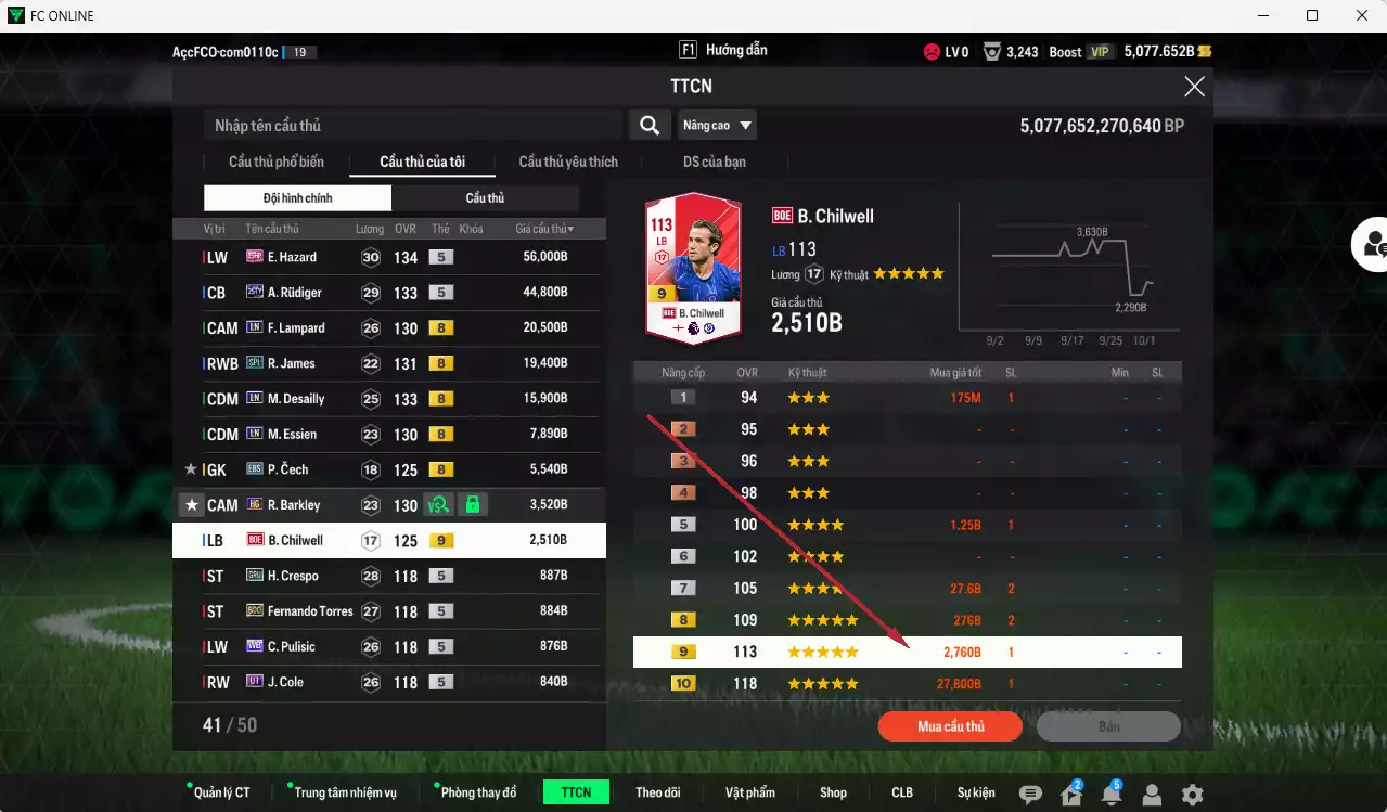 Ảnh [ACC Rẻ🔥] Chelsea 323.680b có Sheva CC, Zola ITM+5, Hazard 25HR, Rudiger 25TY, Lampard LN, James SPL, Desailly LN... Còn nhiều CP GIẢM THUẾ