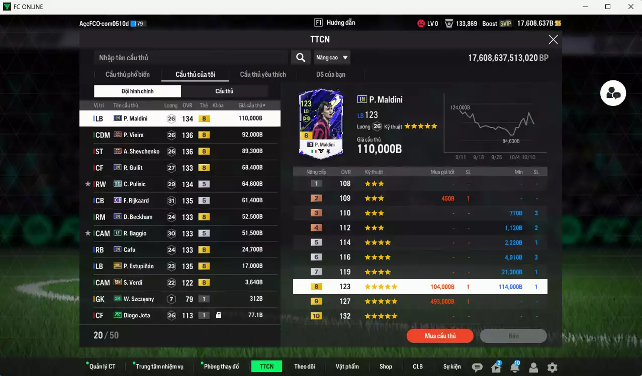 Ảnh AC Milan 635.530b dư 17.000b có Maldini LN, Vieira CC, Sheva CC, Gullit LN, Pulisic 25TS, Rijkaard CH, Beckham LN, Baggio LE, Cafu LN, Estupinan 23HW... Còn nhiều CP GIẢM THUẾ, đã full nữa bảng đào tạo, HLV Xịn. VIP BK Tháng 10