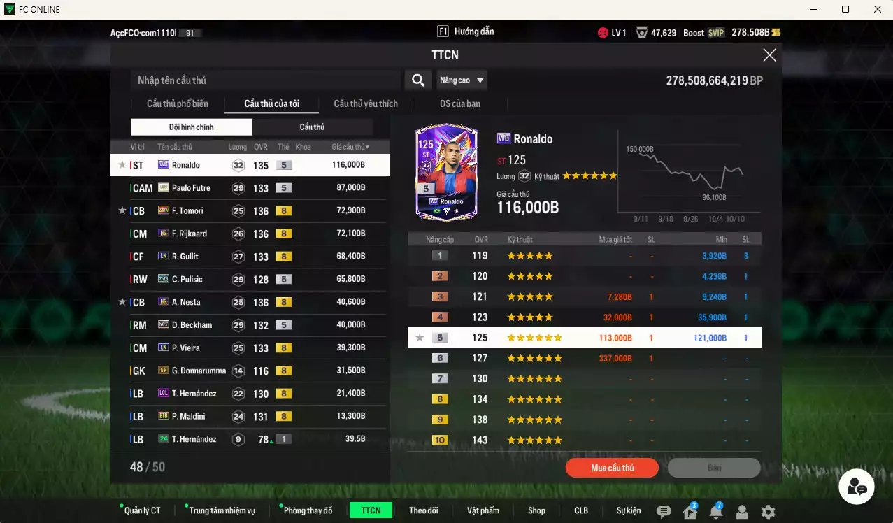 Ảnh [ACC Rẻ🔥] AC Milan 668.100b có Ronaldo WB, Futre ITM+5, Tomori 23HW, Rijkaard HG, Gullit LN, Pulisic 25TS, Nesta HG, Beckham No.7, Vieira LN, Maldini BTB... HLV Xịn