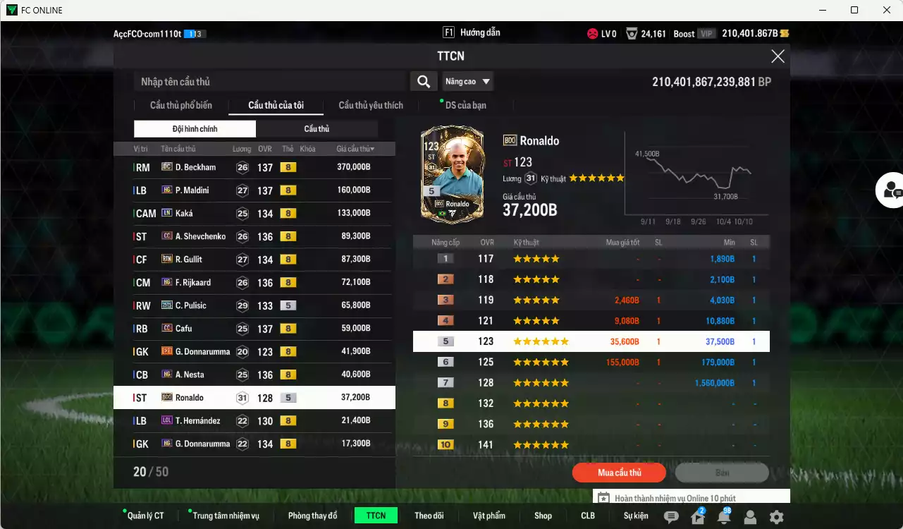 Ảnh [Dư nhiều BP, ACC Rẻ🔥] AC Milan 1.194.730b dư 210.000b có Beckham DC, Maldini HG, Kaká LN, Sheva CC, Gullit RTN, Rijkaard HG, Pulisic 25TS, Cafu CC, Nesta HG, Ronaldo BDO... Còn nhiều CP GIẢM THUẾ, Dư 34.000TC
