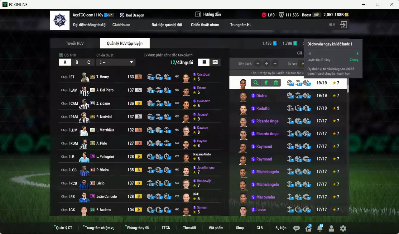 Ảnh [ACC Rẻ🔥] Juventus 4.509.530b có Nedved ITM+5, Del Piero ITM+5, Henry ITM+3, Matthaus ITM+3, Zidane LN, Lúcio CC, Vieira CC, Pirlo ITM+3... Còn nhiều CP GIẢM THUẾ, gần full đào tạo, HLV Xịn