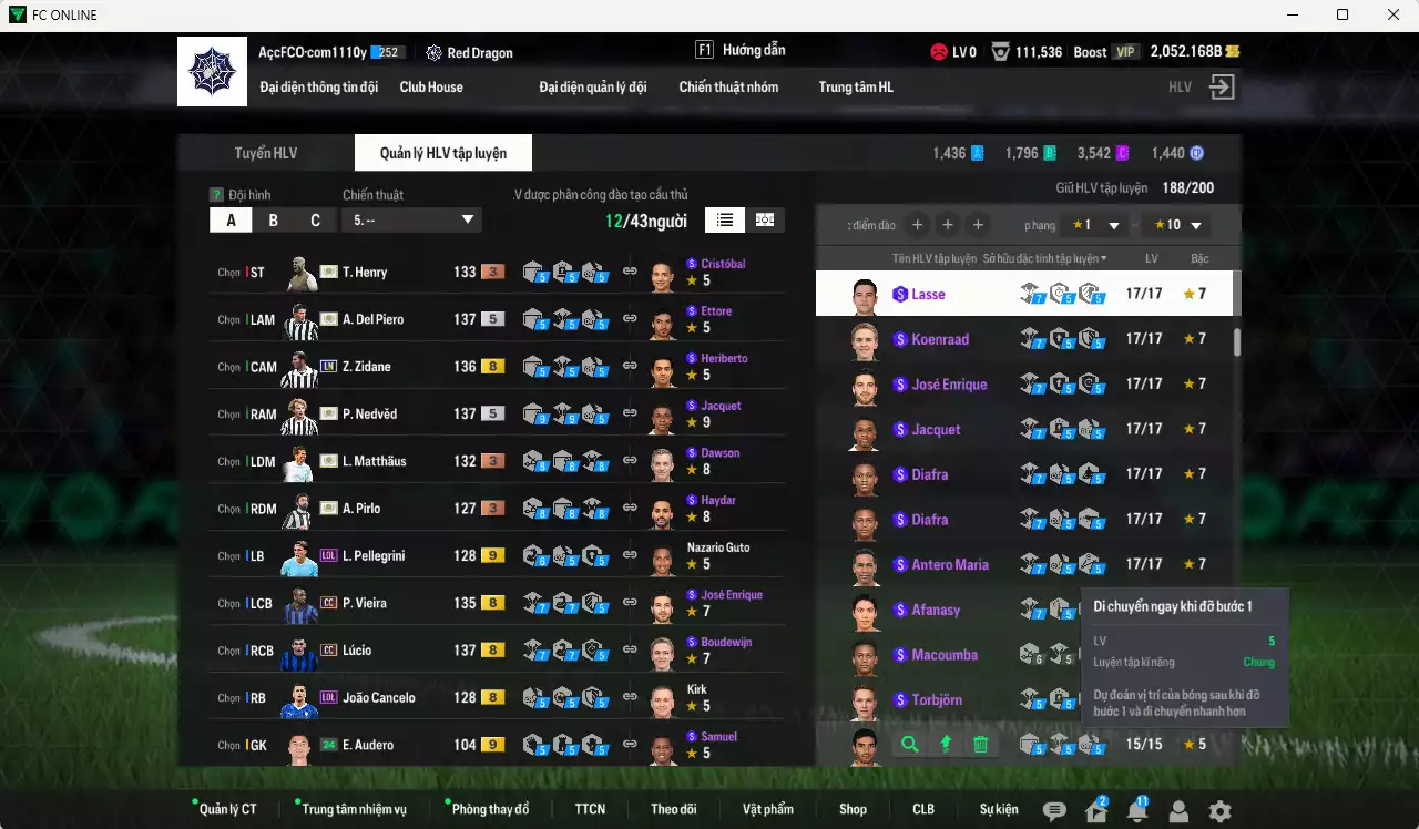 Ảnh [ACC Rẻ🔥] Juventus 4.509.530b có Nedved ITM+5, Del Piero ITM+5, Henry ITM+3, Matthaus ITM+3, Zidane LN, Lúcio CC, Vieira CC, Pirlo ITM+3... Còn nhiều CP GIẢM THUẾ, gần full đào tạo, HLV Xịn