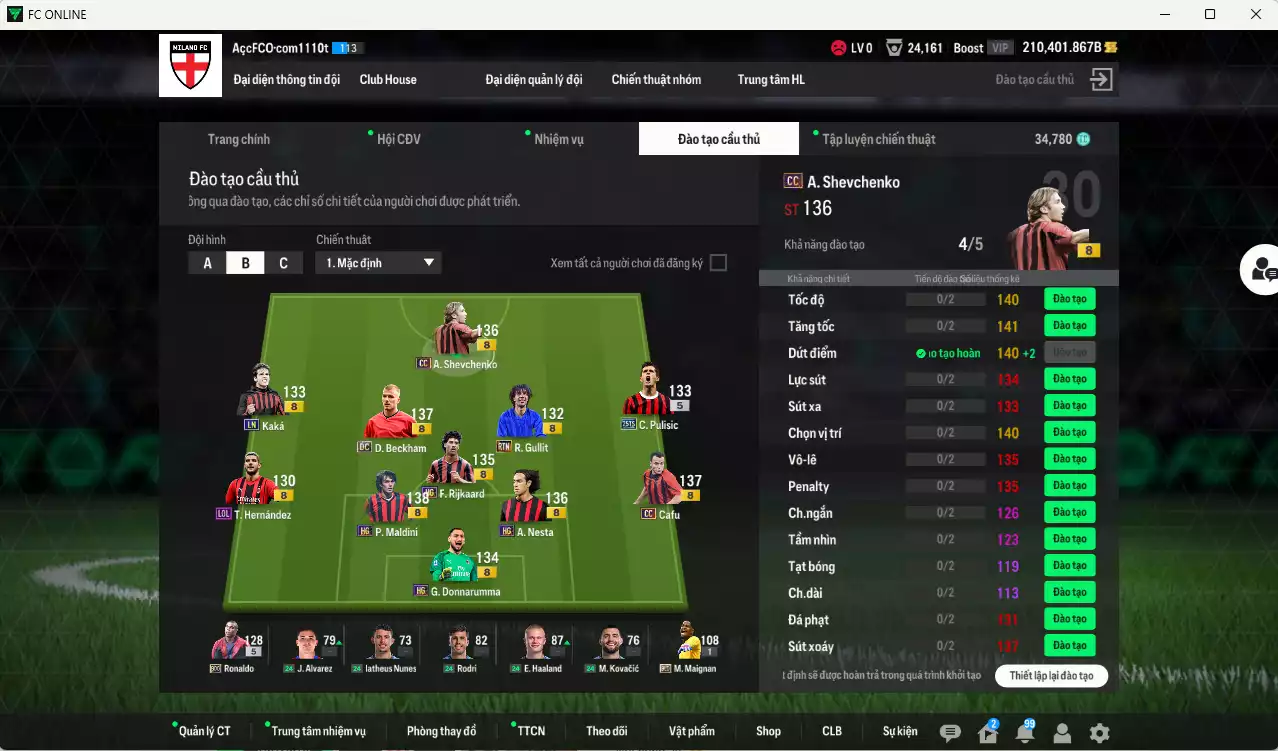 Ảnh [Dư nhiều BP, ACC Rẻ🔥] AC Milan 1.194.730b dư 210.000b có Beckham DC, Maldini HG, Kaká LN, Sheva CC, Gullit RTN, Rijkaard HG, Pulisic 25TS, Cafu CC, Nesta HG, Ronaldo BDO... Còn nhiều CP GIẢM THUẾ, Dư 34.000TC