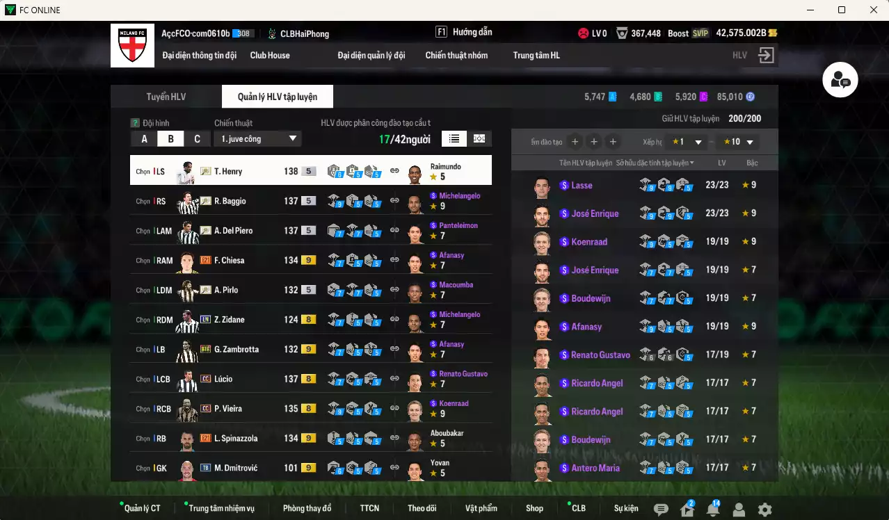 Ảnh [ACC Rẻ🔥] Juventus mix Milan 6.076.650b dư 42.000b có Henry ITM+5, Baggio ITM+5, Pirlo ITM+5, Del Piero ITM+5, Zidane LN, Lúcio CC, Sheva LN, Spinnazolla E21+9, Zambrotta BTB+9, Maldini LN, Vieira CC, Futre ITM+5, Gullit LN, Beckham LN, Chiesa E21+9(bù), Verdi RTN+9(bù)... HLV Xịn