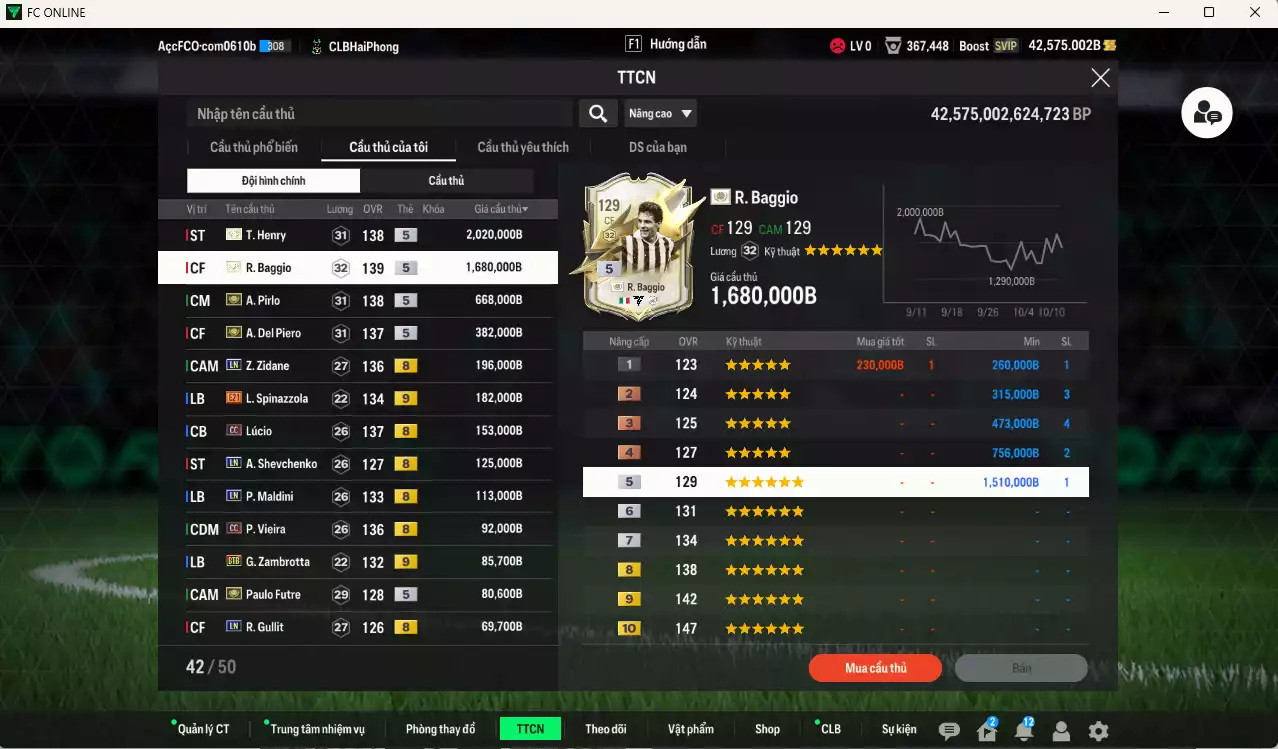 Ảnh [ACC Rẻ🔥] Juventus mix Milan 6.076.650b dư 42.000b có Henry ITM+5, Baggio ITM+5, Pirlo ITM+5, Del Piero ITM+5, Zidane LN, Lúcio CC, Sheva LN, Spinnazolla E21+9, Zambrotta BTB+9, Maldini LN, Vieira CC, Futre ITM+5, Gullit LN, Beckham LN, Chiesa E21+9(bù), Verdi RTN+9(bù)... HLV Xịn