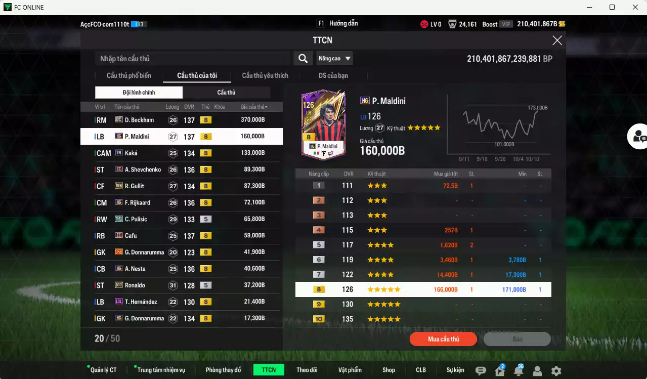 Ảnh [Dư nhiều BP, ACC Rẻ🔥] AC Milan 1.194.730b dư 210.000b có Beckham DC, Maldini HG, Kaká LN, Sheva CC, Gullit RTN, Rijkaard HG, Pulisic 25TS, Cafu CC, Nesta HG, Ronaldo BDO... Còn nhiều CP GIẢM THUẾ, Dư 34.000TC