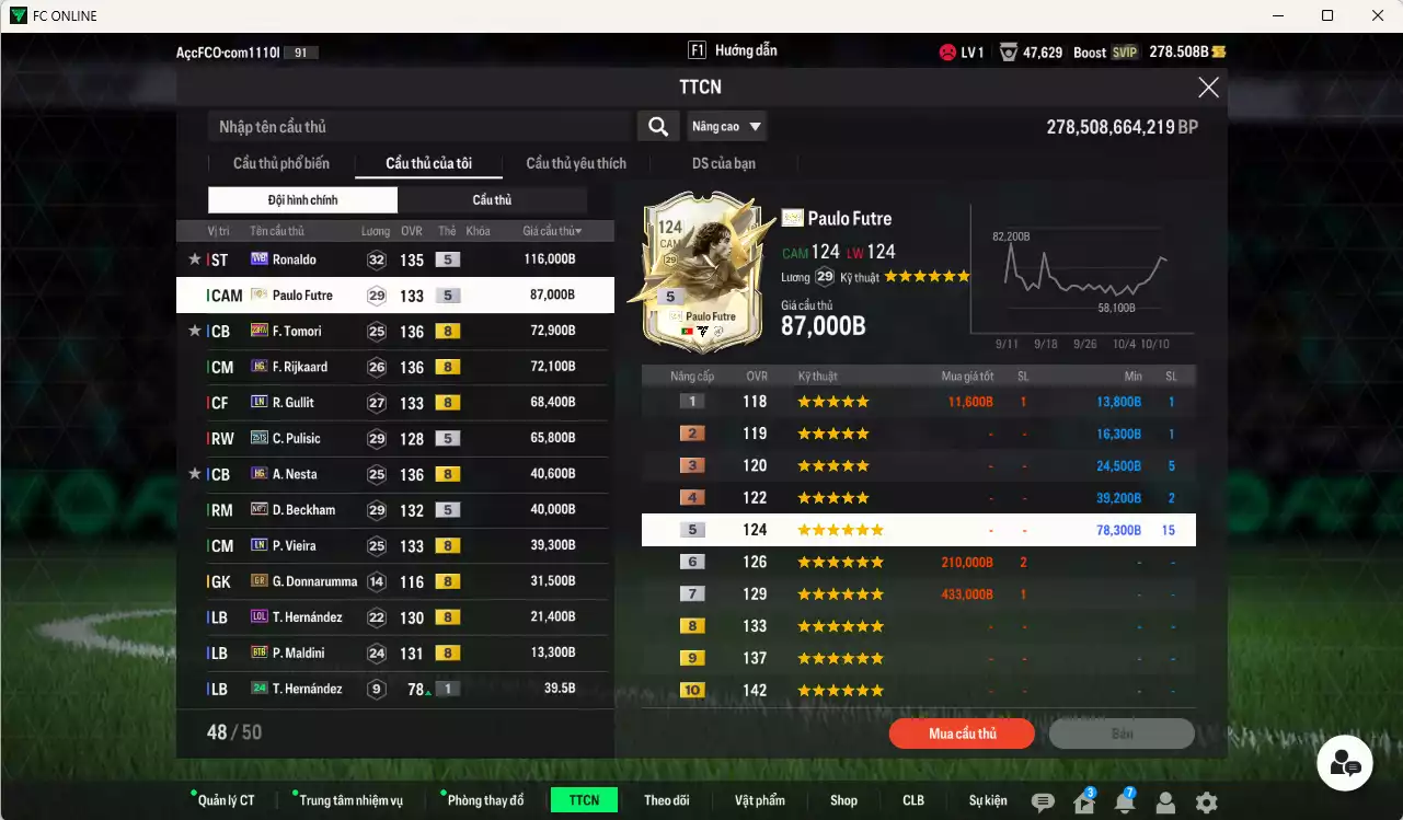 Ảnh [ACC Rẻ🔥] AC Milan 668.100b có Ronaldo WB, Futre ITM+5, Tomori 23HW, Rijkaard HG, Gullit LN, Pulisic 25TS, Nesta HG, Beckham No.7, Vieira LN, Maldini BTB... HLV Xịn