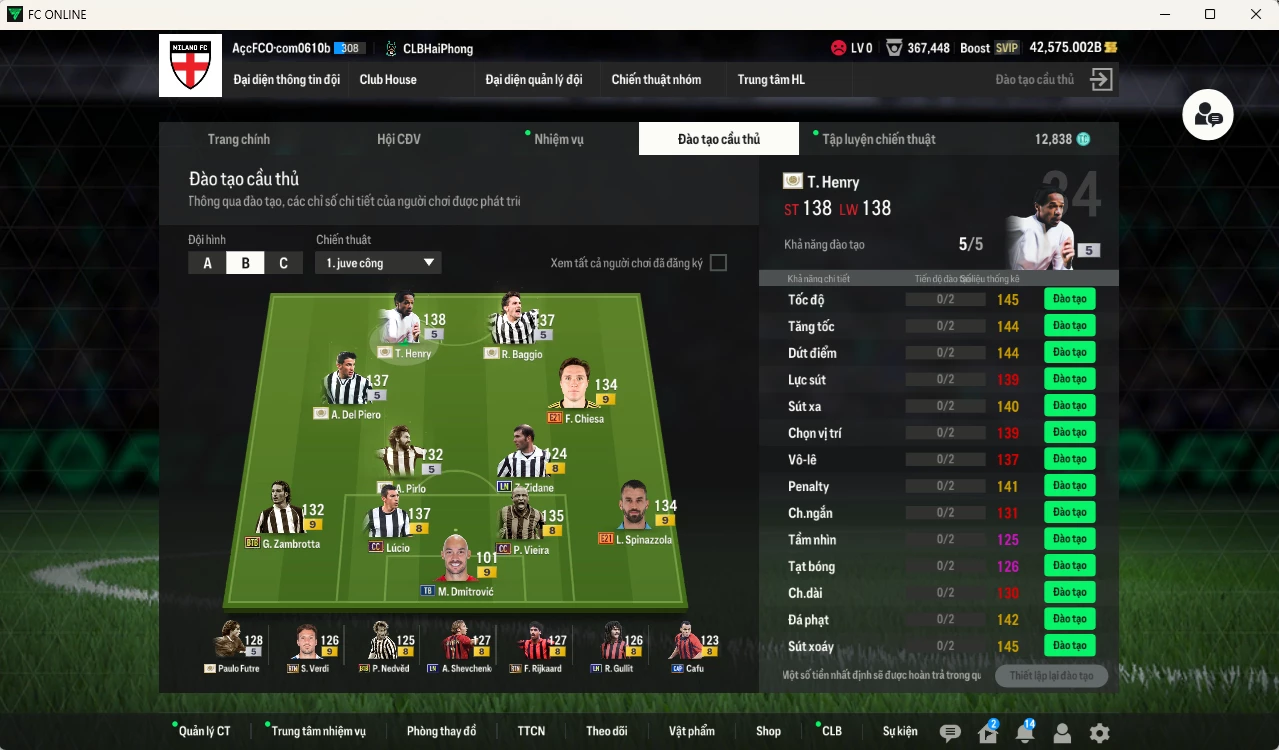 Ảnh [ACC Rẻ🔥] Juventus mix Milan 6.076.650b dư 42.000b có Henry ITM+5, Baggio ITM+5, Pirlo ITM+5, Del Piero ITM+5, Zidane LN, Lúcio CC, Sheva LN, Spinnazolla E21+9, Zambrotta BTB+9, Maldini LN, Vieira CC, Futre ITM+5, Gullit LN, Beckham LN, Chiesa E21+9(bù), Verdi RTN+9(bù)... HLV Xịn