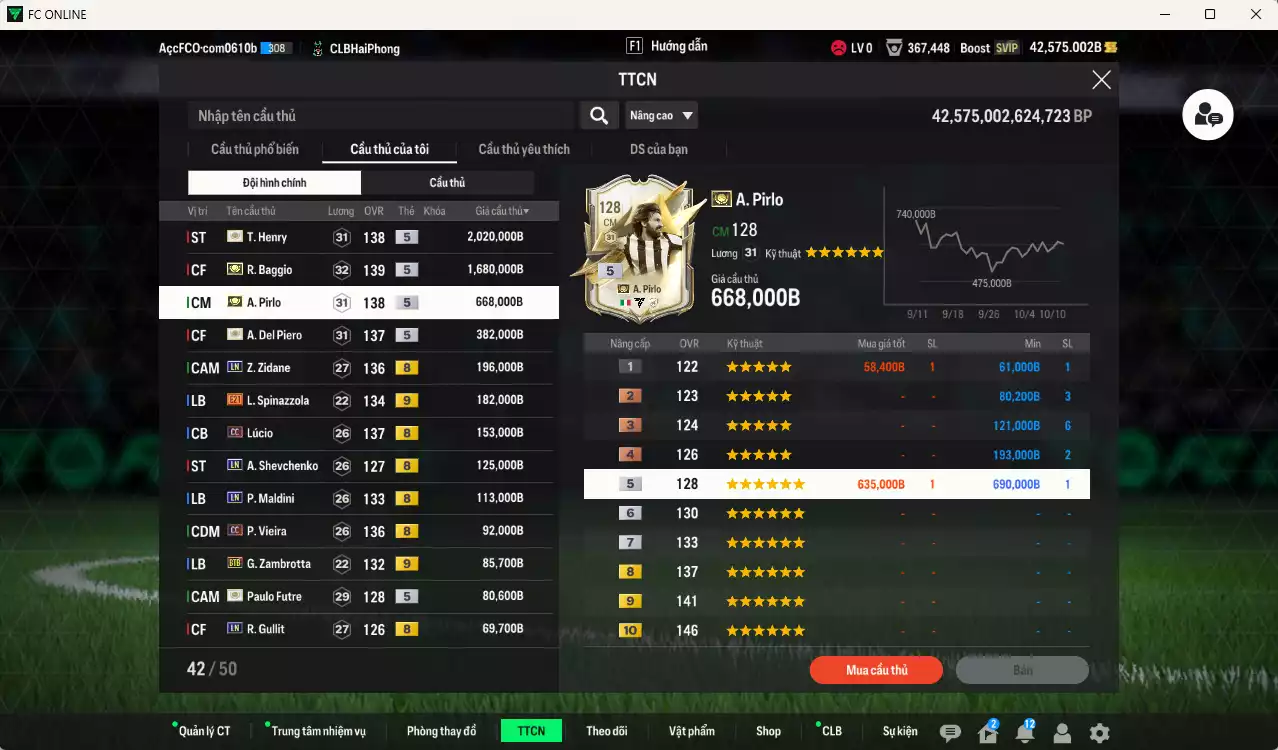 Ảnh [ACC Rẻ🔥] Juventus mix Milan 6.076.650b dư 42.000b có Henry ITM+5, Baggio ITM+5, Pirlo ITM+5, Del Piero ITM+5, Zidane LN, Lúcio CC, Sheva LN, Spinnazolla E21+9, Zambrotta BTB+9, Maldini LN, Vieira CC, Futre ITM+5, Gullit LN, Beckham LN, Chiesa E21+9(bù), Verdi RTN+9(bù)... HLV Xịn