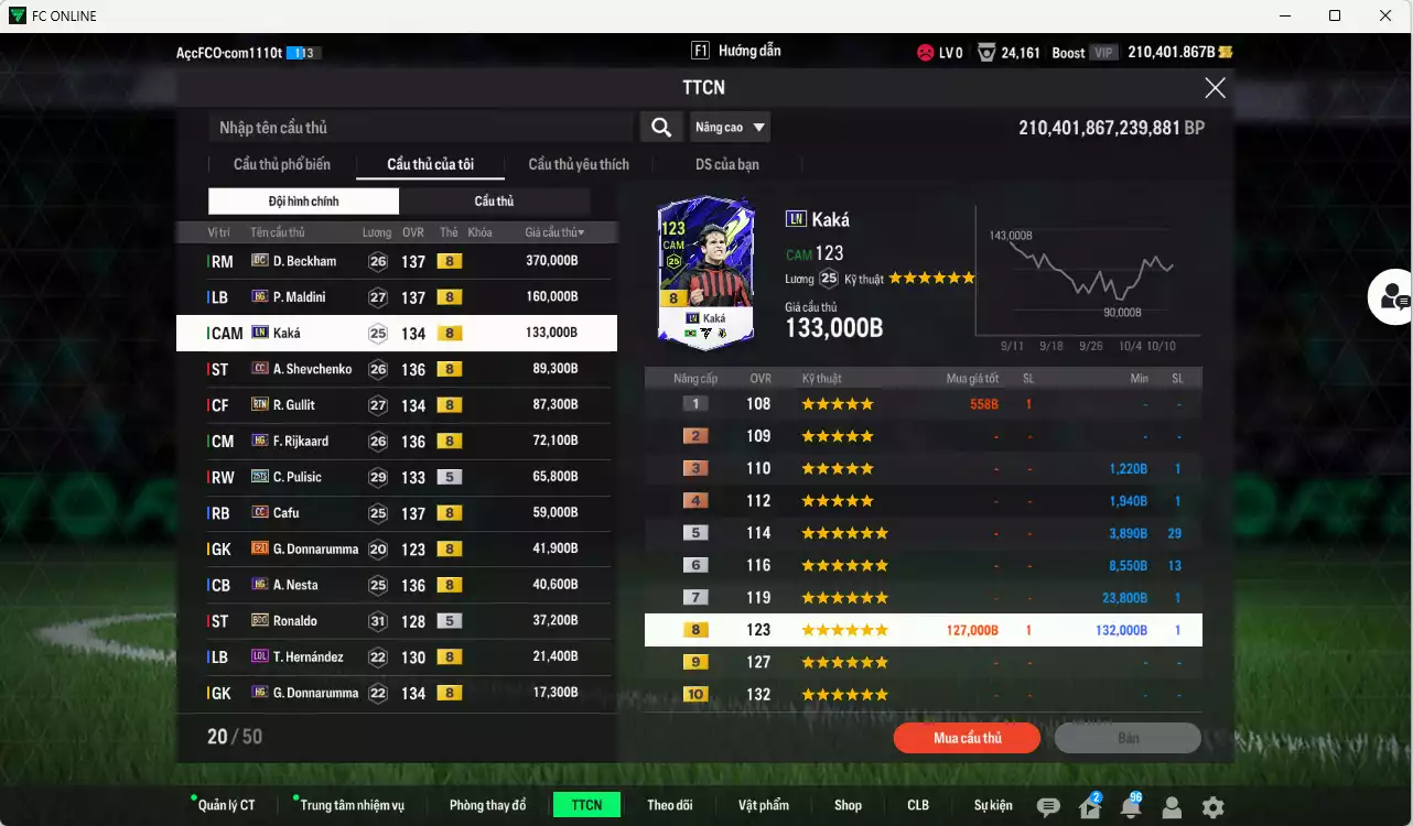 Ảnh [Dư nhiều BP, ACC Rẻ🔥] AC Milan 1.194.730b dư 210.000b có Beckham DC, Maldini HG, Kaká LN, Sheva CC, Gullit RTN, Rijkaard HG, Pulisic 25TS, Cafu CC, Nesta HG, Ronaldo BDO... Còn nhiều CP GIẢM THUẾ, Dư 34.000TC