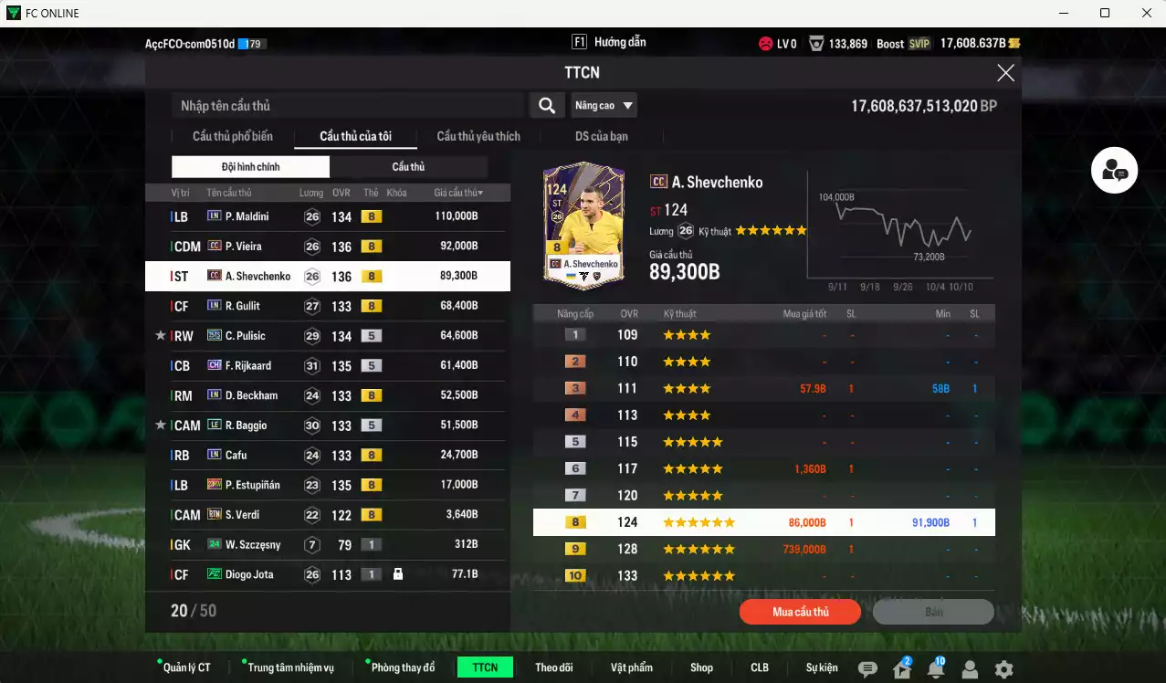 Ảnh AC Milan 635.530b dư 17.000b có Maldini LN, Vieira CC, Sheva CC, Gullit LN, Pulisic 25TS, Rijkaard CH, Beckham LN, Baggio LE, Cafu LN, Estupinan 23HW... Còn nhiều CP GIẢM THUẾ, đã full nữa bảng đào tạo, HLV Xịn. VIP BK Tháng 10
