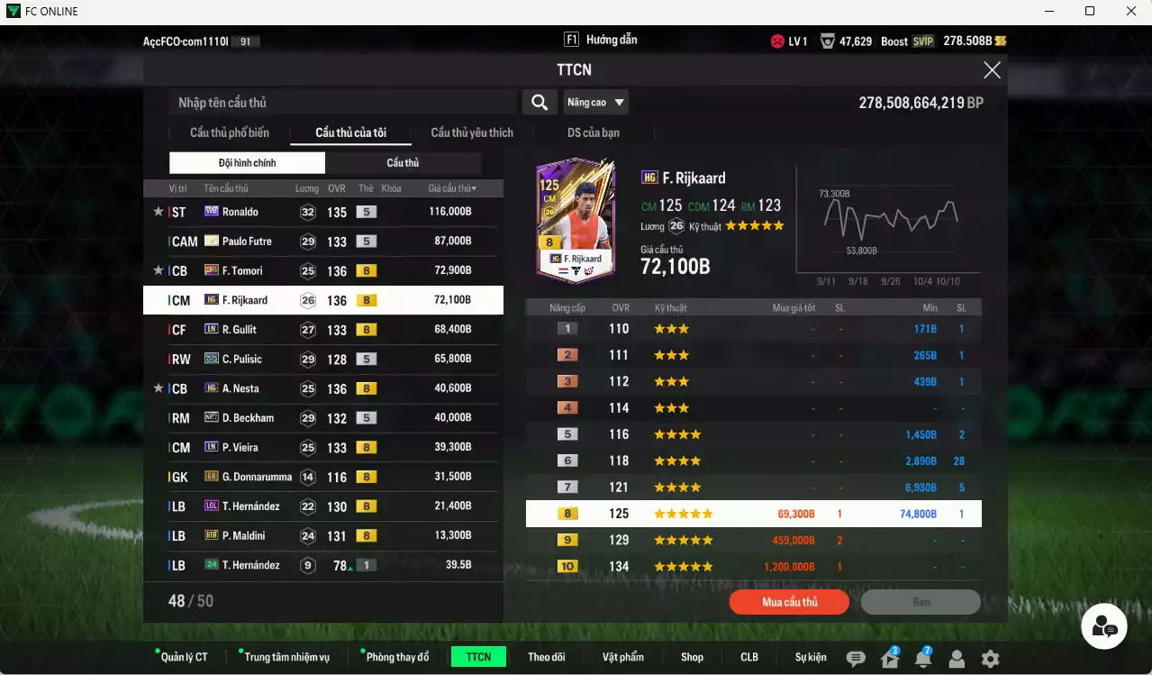 Ảnh [ACC Rẻ🔥] AC Milan 668.100b có Ronaldo WB, Futre ITM+5, Tomori 23HW, Rijkaard HG, Gullit LN, Pulisic 25TS, Nesta HG, Beckham No.7, Vieira LN, Maldini BTB... HLV Xịn