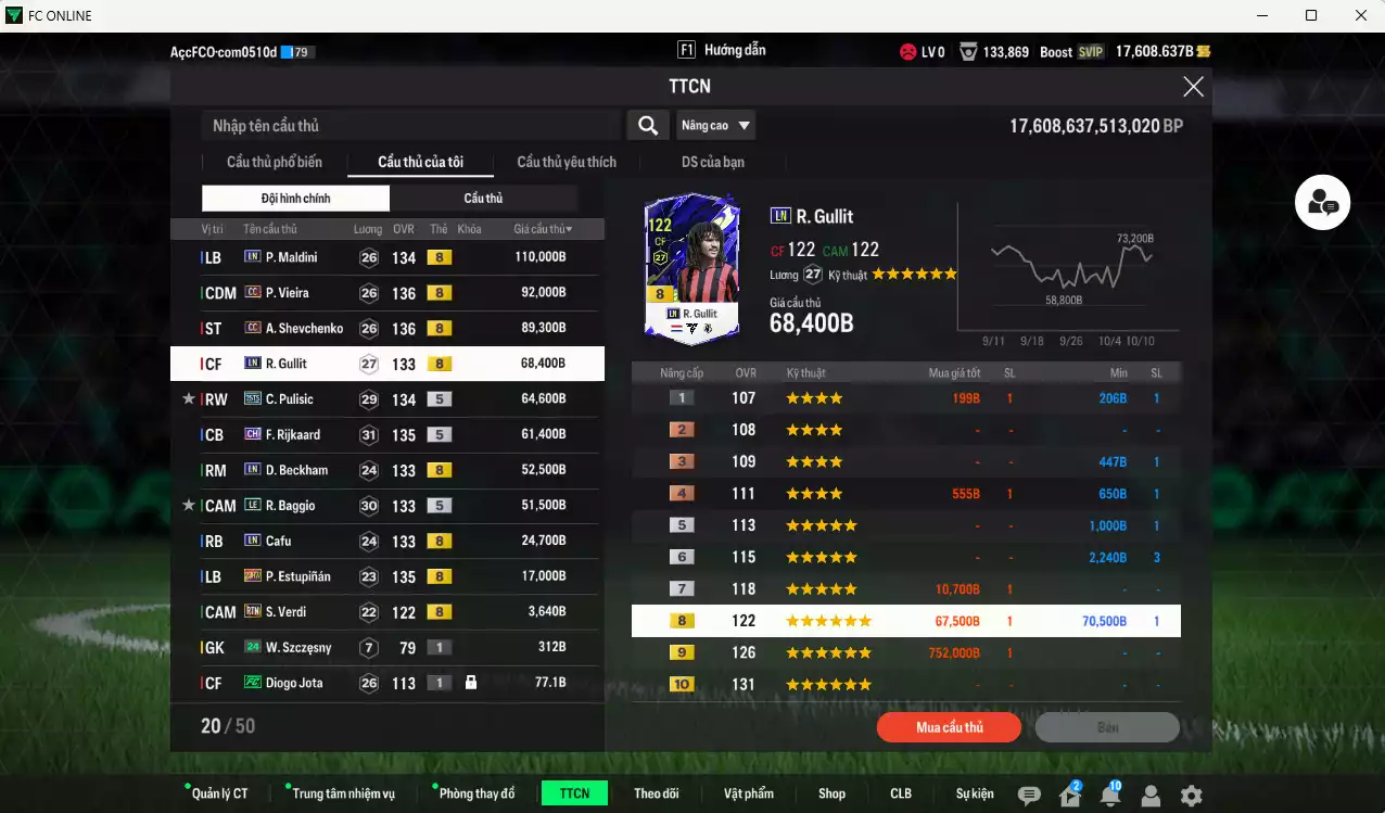 Ảnh AC Milan 635.530b dư 17.000b có Maldini LN, Vieira CC, Sheva CC, Gullit LN, Pulisic 25TS, Rijkaard CH, Beckham LN, Baggio LE, Cafu LN, Estupinan 23HW... Còn nhiều CP GIẢM THUẾ, đã full nữa bảng đào tạo, HLV Xịn. VIP BK Tháng 10