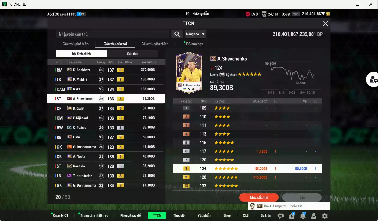 Ảnh [Dư nhiều BP, ACC Rẻ🔥] AC Milan 1.194.730b dư 210.000b có Beckham DC, Maldini HG, Kaká LN, Sheva CC, Gullit RTN, Rijkaard HG, Pulisic 25TS, Cafu CC, Nesta HG, Ronaldo BDO... Còn nhiều CP GIẢM THUẾ, Dư 34.000TC