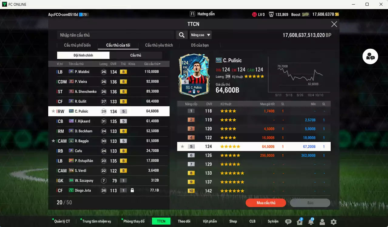 Ảnh AC Milan 635.530b dư 17.000b có Maldini LN, Vieira CC, Sheva CC, Gullit LN, Pulisic 25TS, Rijkaard CH, Beckham LN, Baggio LE, Cafu LN, Estupinan 23HW... Còn nhiều CP GIẢM THUẾ, đã full nữa bảng đào tạo, HLV Xịn. VIP BK Tháng 10