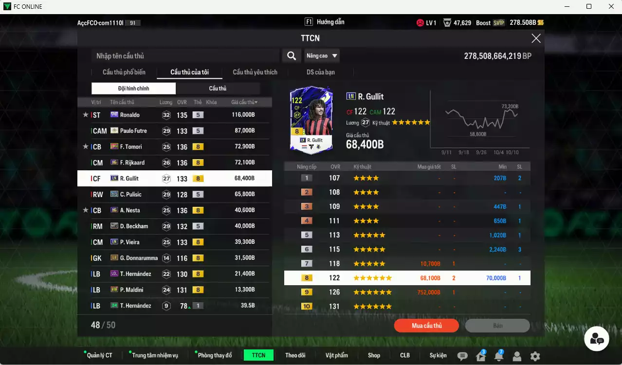 Ảnh [ACC Rẻ🔥] AC Milan 668.100b có Ronaldo WB, Futre ITM+5, Tomori 23HW, Rijkaard HG, Gullit LN, Pulisic 25TS, Nesta HG, Beckham No.7, Vieira LN, Maldini BTB... HLV Xịn