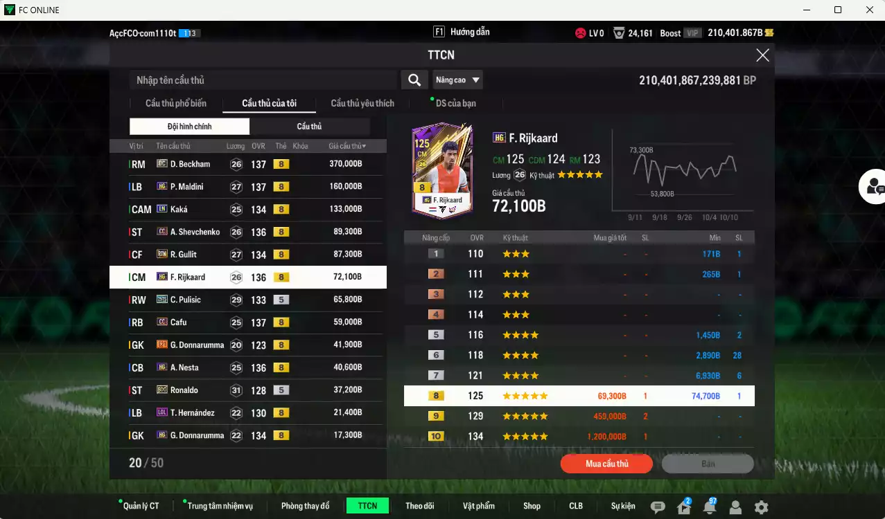 Ảnh [Dư nhiều BP, ACC Rẻ🔥] AC Milan 1.194.730b dư 210.000b có Beckham DC, Maldini HG, Kaká LN, Sheva CC, Gullit RTN, Rijkaard HG, Pulisic 25TS, Cafu CC, Nesta HG, Ronaldo BDO... Còn nhiều CP GIẢM THUẾ, Dư 34.000TC