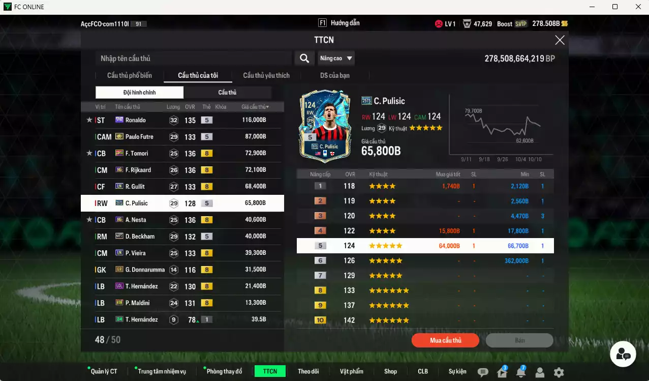 Ảnh [ACC Rẻ🔥] AC Milan 668.100b có Ronaldo WB, Futre ITM+5, Tomori 23HW, Rijkaard HG, Gullit LN, Pulisic 25TS, Nesta HG, Beckham No.7, Vieira LN, Maldini BTB... HLV Xịn