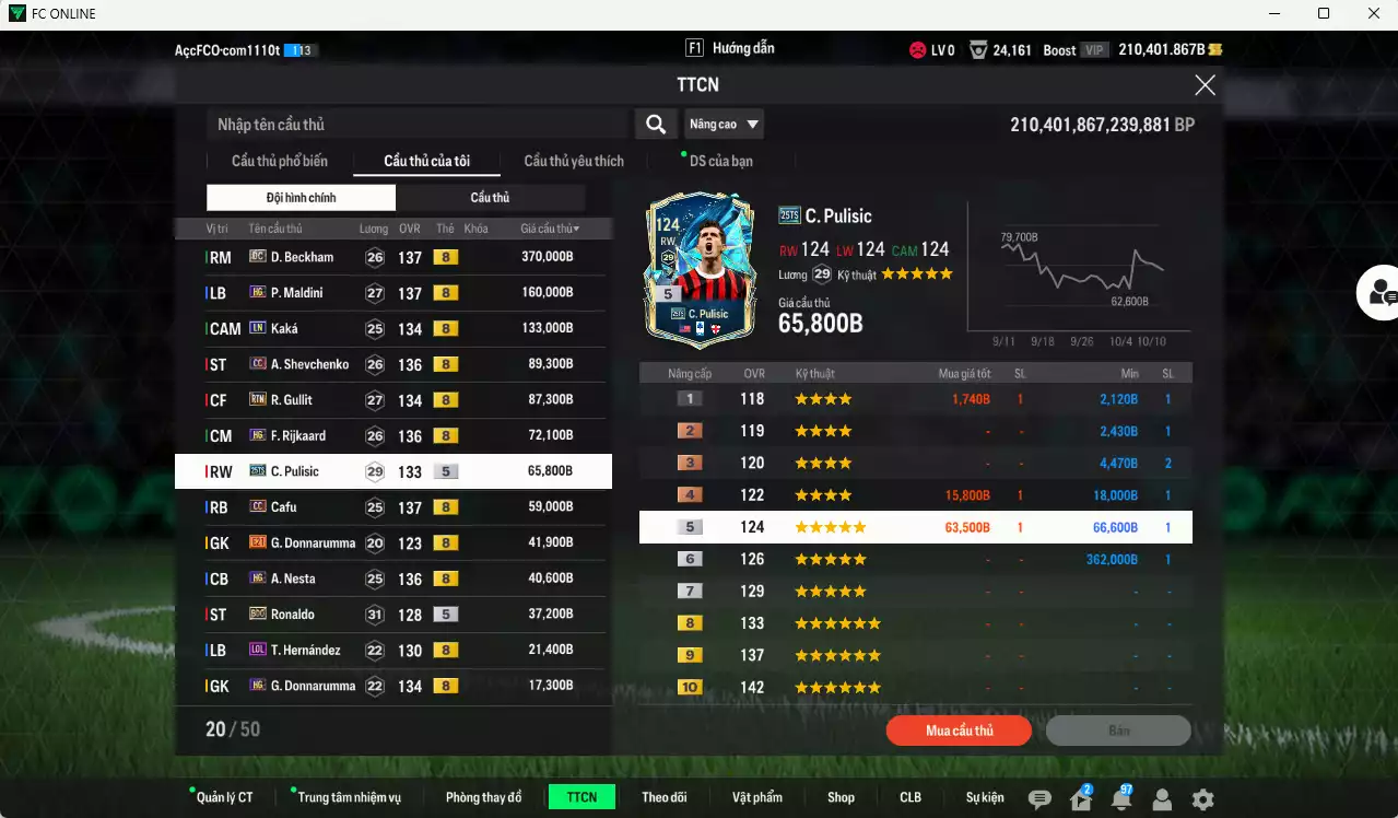Ảnh [Dư nhiều BP, ACC Rẻ🔥] AC Milan 1.194.730b dư 210.000b có Beckham DC, Maldini HG, Kaká LN, Sheva CC, Gullit RTN, Rijkaard HG, Pulisic 25TS, Cafu CC, Nesta HG, Ronaldo BDO... Còn nhiều CP GIẢM THUẾ, Dư 34.000TC