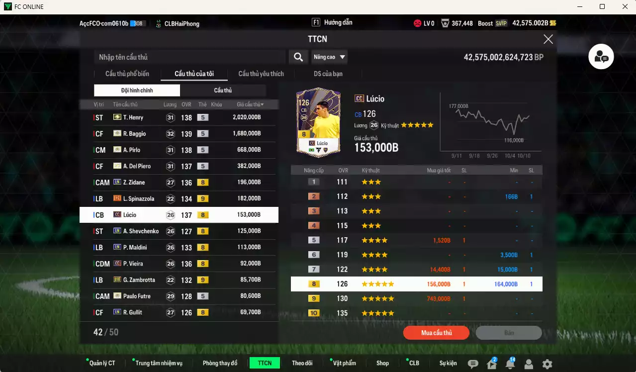 Ảnh [ACC Rẻ🔥] Juventus mix Milan 6.076.650b dư 42.000b có Henry ITM+5, Baggio ITM+5, Pirlo ITM+5, Del Piero ITM+5, Zidane LN, Lúcio CC, Sheva LN, Spinnazolla E21+9, Zambrotta BTB+9, Maldini LN, Vieira CC, Futre ITM+5, Gullit LN, Beckham LN, Chiesa E21+9(bù), Verdi RTN+9(bù)... HLV Xịn