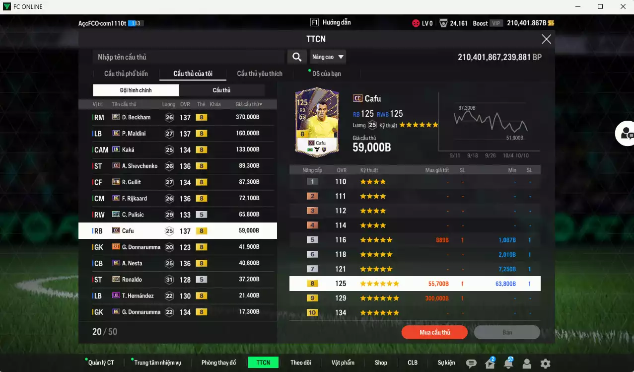 Ảnh [Dư nhiều BP, ACC Rẻ🔥] AC Milan 1.194.730b dư 210.000b có Beckham DC, Maldini HG, Kaká LN, Sheva CC, Gullit RTN, Rijkaard HG, Pulisic 25TS, Cafu CC, Nesta HG, Ronaldo BDO... Còn nhiều CP GIẢM THUẾ, Dư 34.000TC