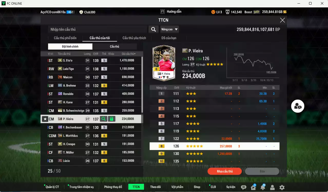 Ảnh Inter mix Bayern 6.365.050b dư 259.000b có Eto ITM+5, Figo ITM+5, Maicon PRM+5, Ronaldo CH, Schweinsteiger ITM+5, Vieira DC, Kane DC, Beckenbauer CH, Matthaus RTN, Crespo ITM+5, Muller DC, Lúcio CC, Bergkamp DC, Alaba DC, Shaqiri CC+9(bù), Perisic CC... Còn nhiều CP GIẢM THUẾ, Đào tạo full chỉ số nhiều CT, dư 51.000TC, HLV Xịn