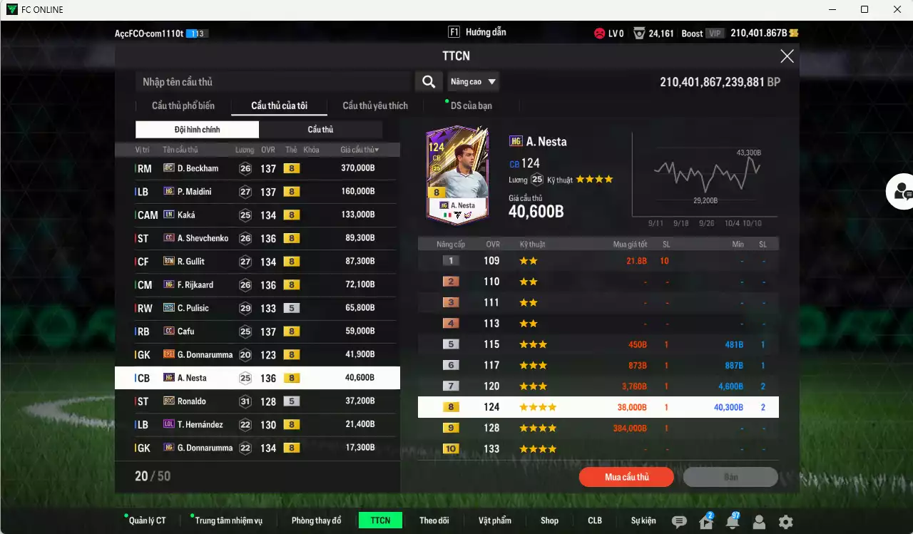 Ảnh [Dư nhiều BP, ACC Rẻ🔥] AC Milan 1.194.730b dư 210.000b có Beckham DC, Maldini HG, Kaká LN, Sheva CC, Gullit RTN, Rijkaard HG, Pulisic 25TS, Cafu CC, Nesta HG, Ronaldo BDO... Còn nhiều CP GIẢM THUẾ, Dư 34.000TC