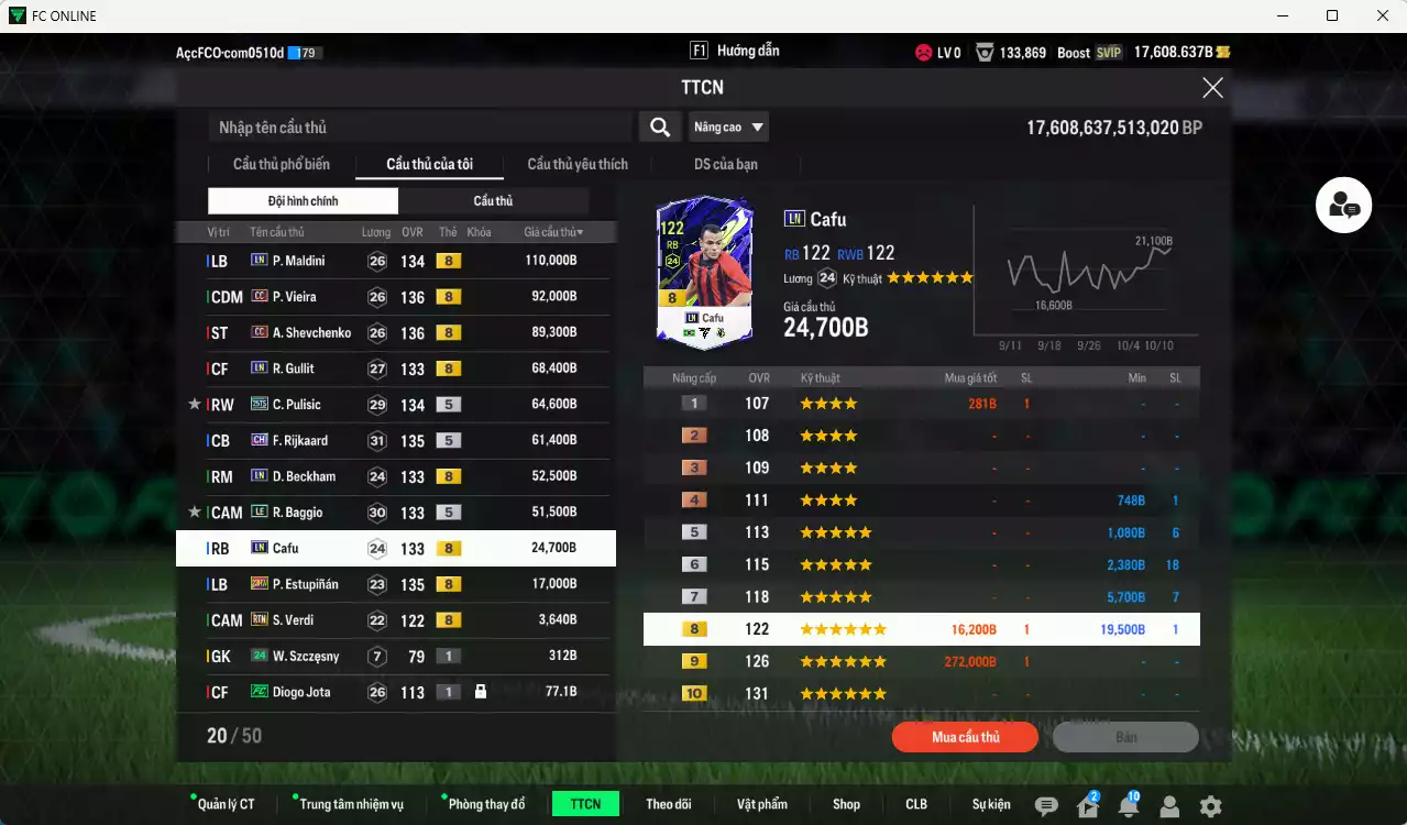 Ảnh AC Milan 635.530b dư 17.000b có Maldini LN, Vieira CC, Sheva CC, Gullit LN, Pulisic 25TS, Rijkaard CH, Beckham LN, Baggio LE, Cafu LN, Estupinan 23HW... Còn nhiều CP GIẢM THUẾ, đã full nữa bảng đào tạo, HLV Xịn. VIP BK Tháng 10