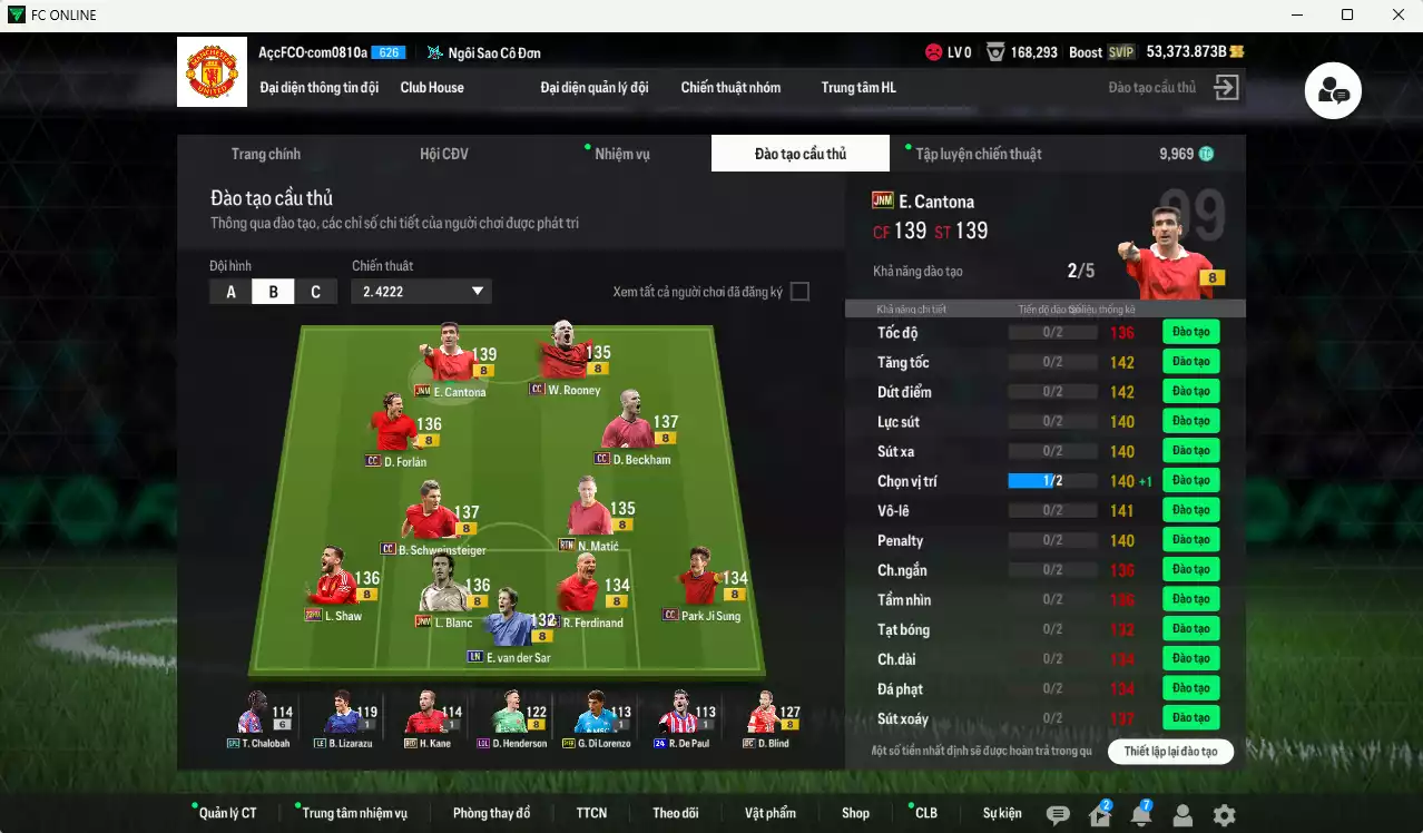 Ảnh [ACC Rẻ🔥] Man Utd. 1.312.360b dư 52.000b có Forlán CC, Cantona JNM, Beckham CC, Schweinsteiger CC, Blanc JNM, Shaw 23 HW, Park CC, Matic RTN, Rooney CC, Ferdinand HG, Blind DC... Đã full bảng đào tạo chiến thuật, HLV Xịn