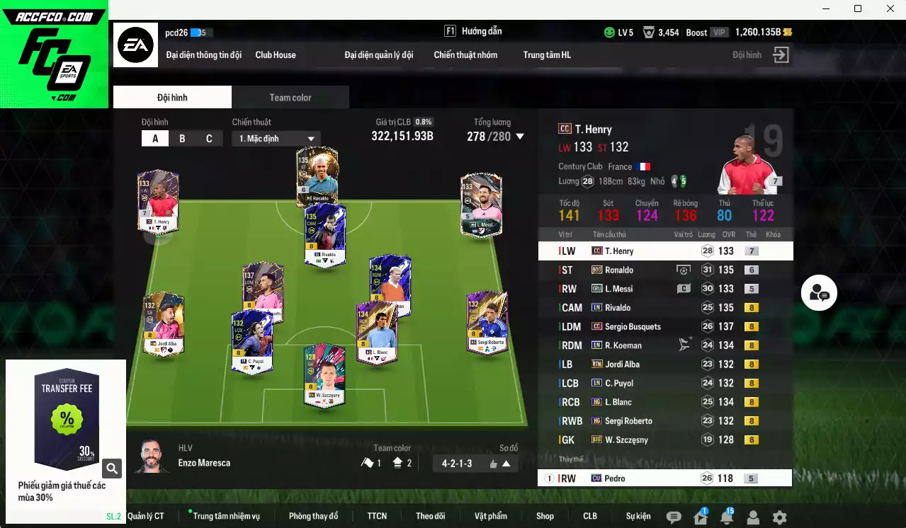[ACC Rẻ🔥] Barcelona 322.150b có Ronaldo BDO+6, Busquets CC, Messi GRU, Henry CC+7, Rivaldo LN, Blanc HG, Koeman LN, Alba RTN...