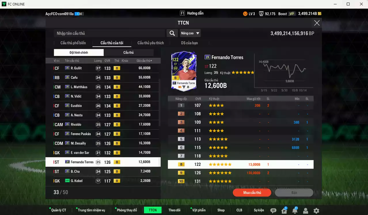 Ảnh [ACC Rẻ🔥] Full mùa LN+8 1.019.100b vs CR7 No.7 có Ronaldo, Kaká, Gullit, Matthaus, Vidic, Eusébio, Nesta, Carlos, Cafu, Rivaldo, Puskás, Desailly, VDS, Torres... LN+8 . HLV Xịn
