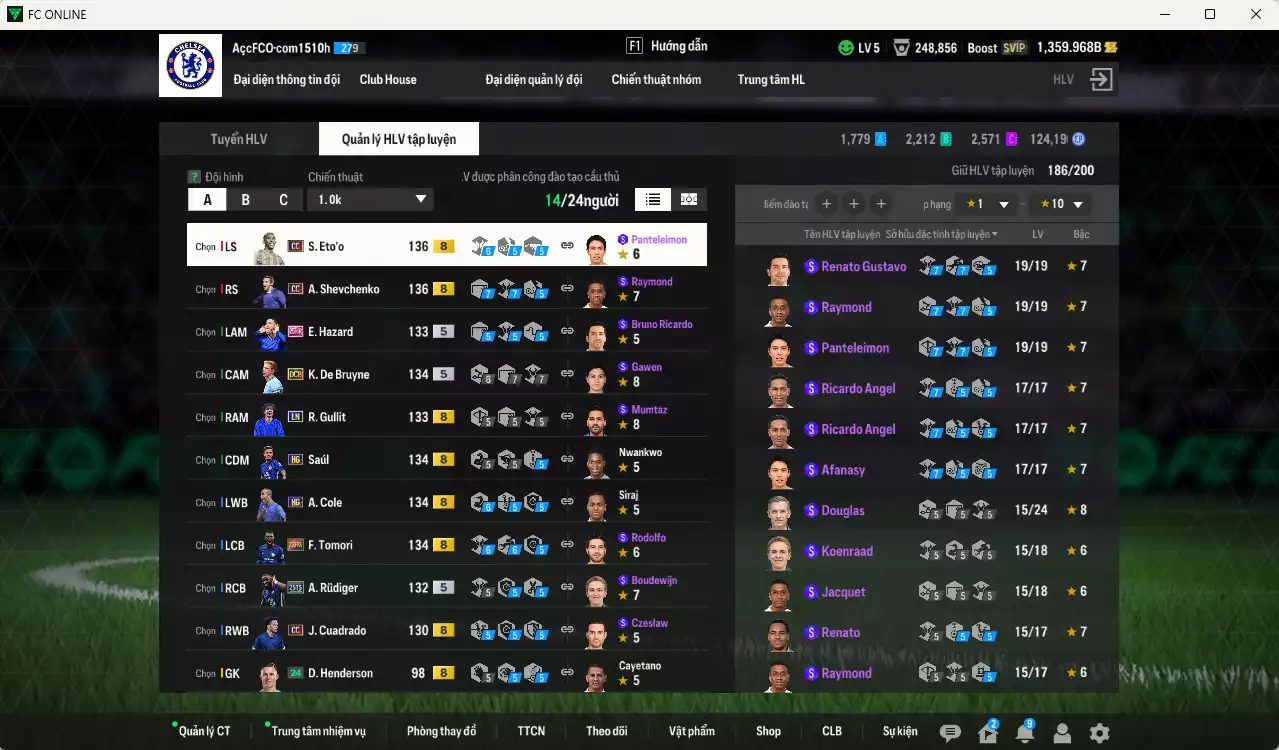 Ảnh [ACC Rẻ🔥] Chelsea 566.570b có Eto CC, Sheva CC, Tomori 23HW, Gullit LN, Hazard 25HR, Rudiger 25TS, De Bruyne DCB, A. Cole HG, Saúl HG... HLV Xịn