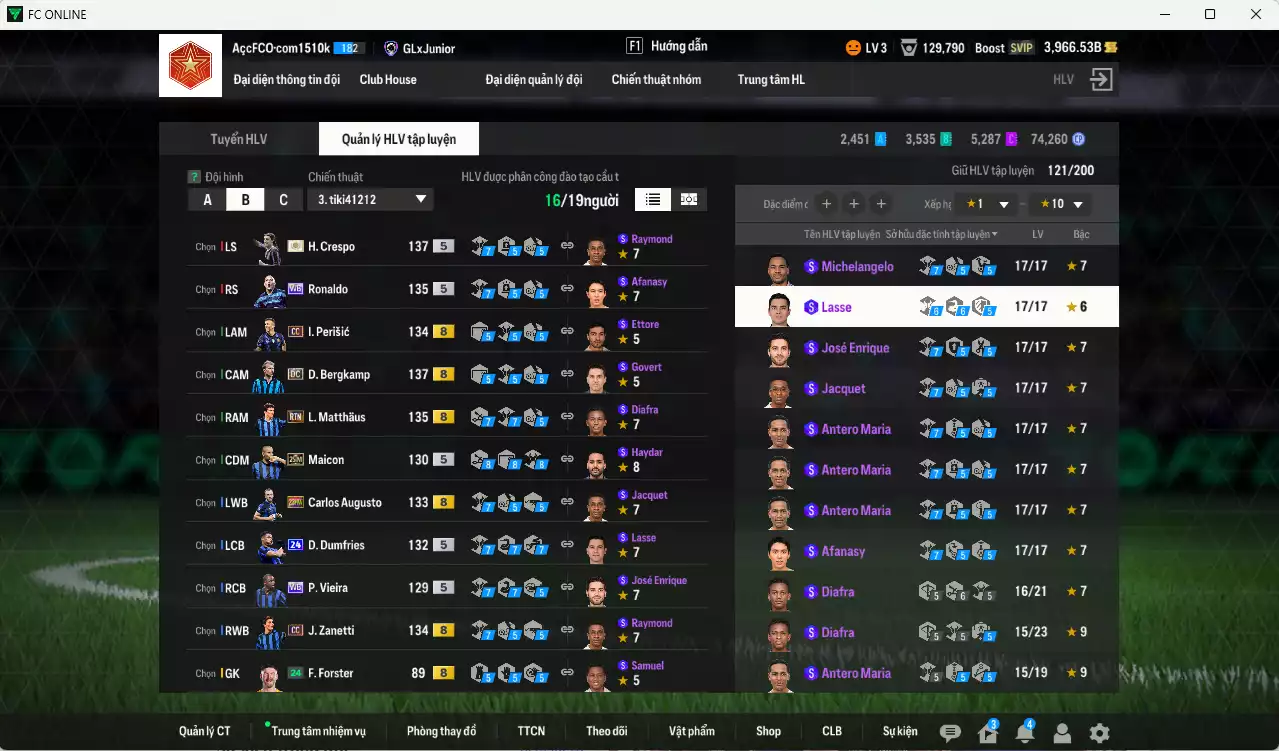 Ảnh [ACC Rẻ🔥] Inter Milan 789.530b có Crespo ITM+5, Matthaus RTN, Bergkamp DC, Ronaldo WB, Perisic CC, Augusto 23HW, Dumfries 24UCL, Zanetti CC, Maicon 25IM... Còn nhiều CP GIẢM THUẾ, gần full bảng đào tạo chiến thuật, HLV Xịn