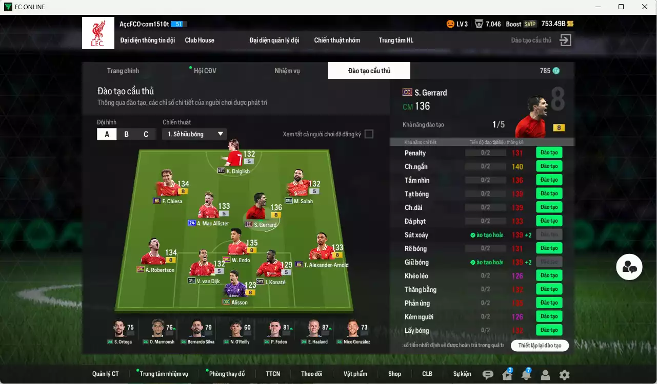 Ảnh [ACC Rẻ🔥] Liverpool 205.490b có Gerrard DC, Arnold HG, Endo 23HW, Robertson 23HW, Dalglish No.7, Mac Allister 24UCL, Konaté 24TS, Van Dijk GRU, Chiesa HG... Đã đào tạo chỉ số nhiều CT